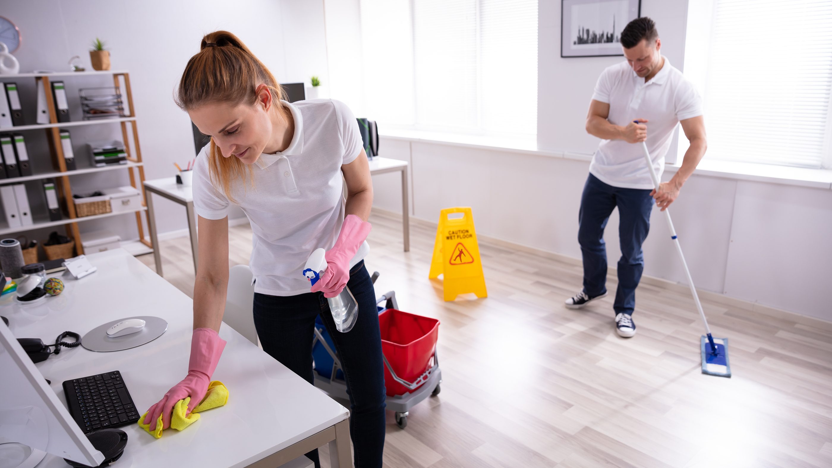 Monarch team cleaning a commercial office