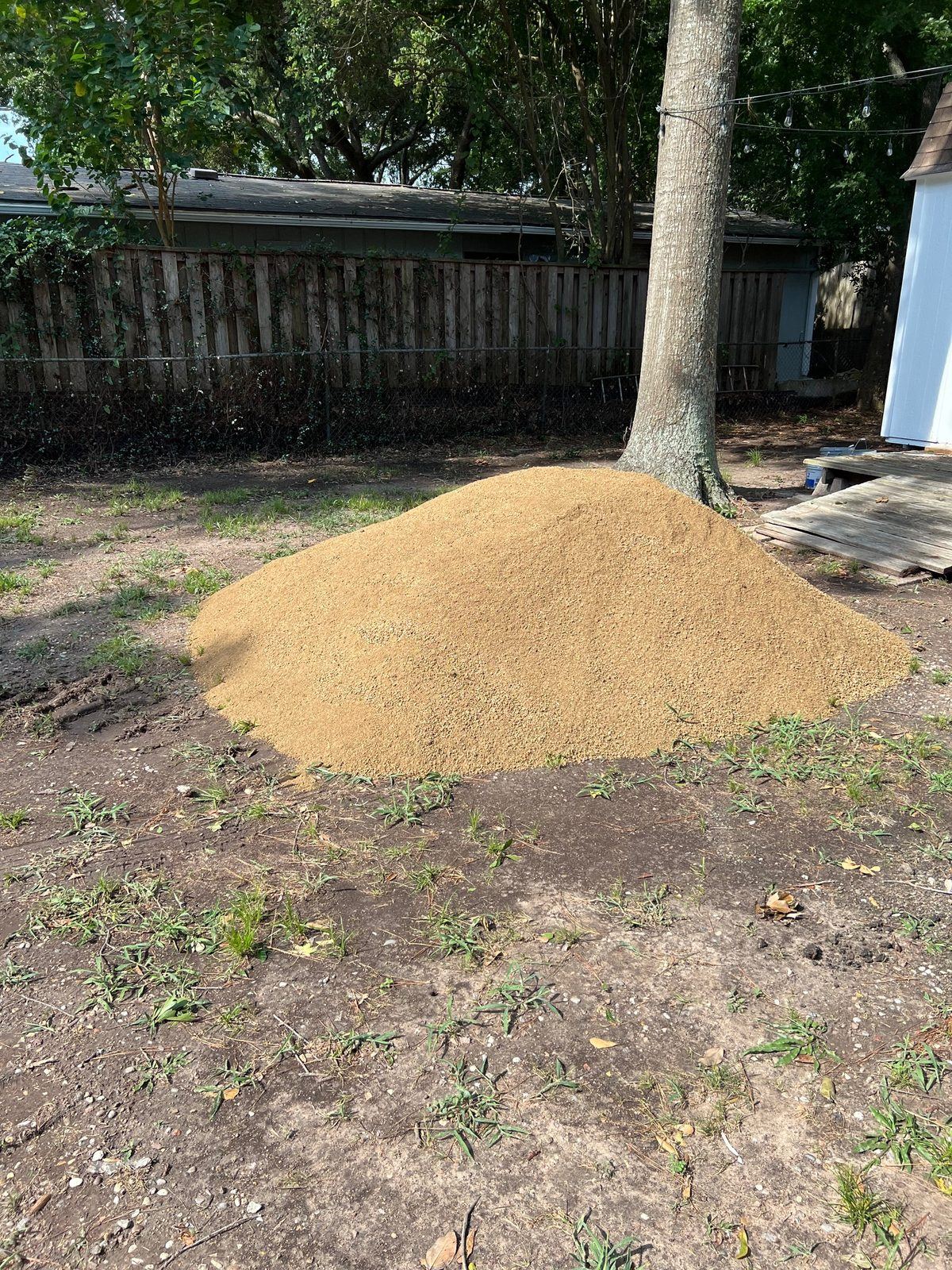 Pile of silica sand infill delivered on site